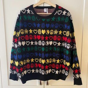 New Yin Yang Peace Sign Sweater Simons XL